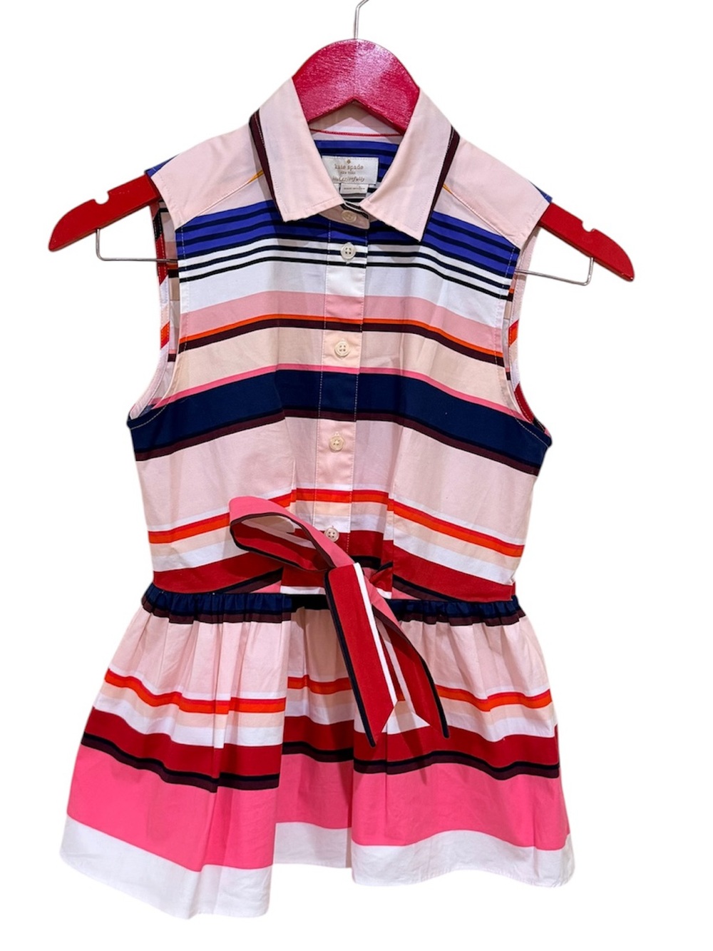 Kate Spade Live Colorfully Striped Peplum Tie Waist Sleeveless Top XS
